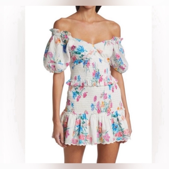 LoveShackFancy Dresses & Skirts - LOVESHACKFANCY Jarrah Floral Smocked
Cotton Mini dress  size M
